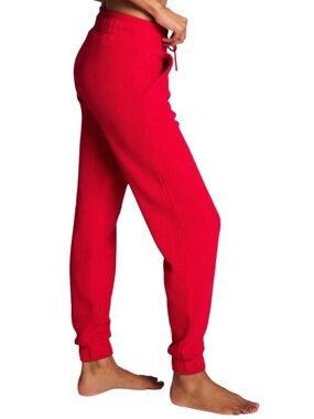 Negative Underwear Waffle Knit Joggers Size Medium Cherry Red